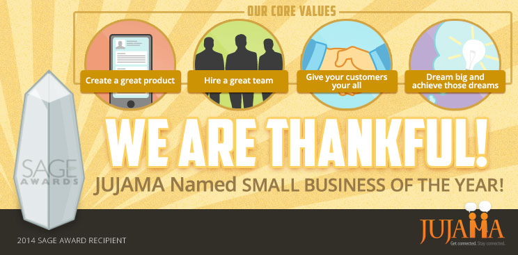 We Are Thankful! JUJAMA Named Small Business of the Year